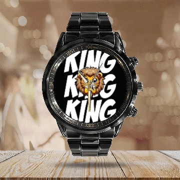 Discover Cute Kawai Lion King Design - Kawai Lion Art Calendar Steel Band Watch