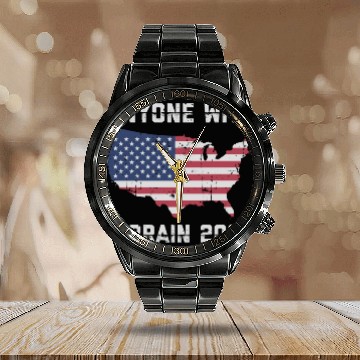 Discover 2024 Brain Vote Democracy Anti-Trump Calendar Steel Band Watch