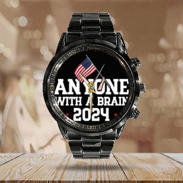 Discover 2024 Brain Vote Democracy Anti-Trump Calendar Steel Band Watch