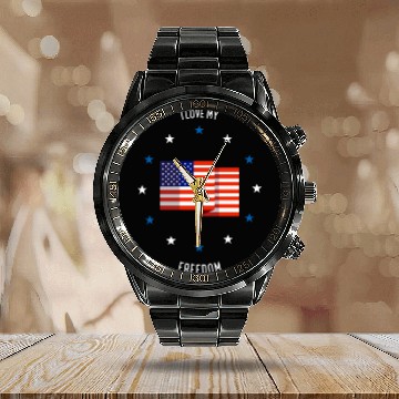 Discover I love my freedom (pd6) Calendar Steel Band Watch