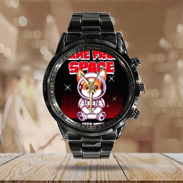Discover Cosmic Corgi: Interstellar Woof from Beyond Calendar Steel Band Watch
