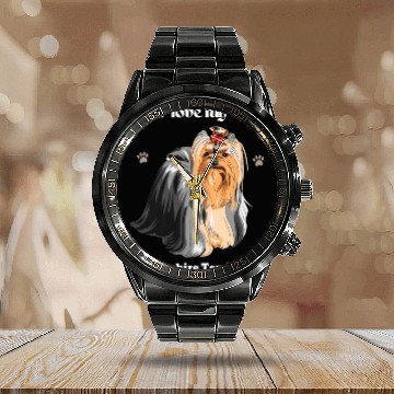 Discover Yorkshire Terrier, Dog Dad, Dog Mom, Pet Lover Calendar Steel Band Watch