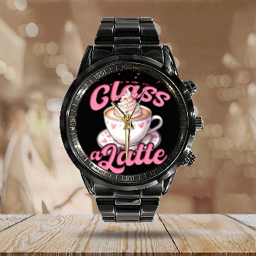 Discover I Love My Class A Latte Coffee Teacher - Education Calendar Steel Band Watch