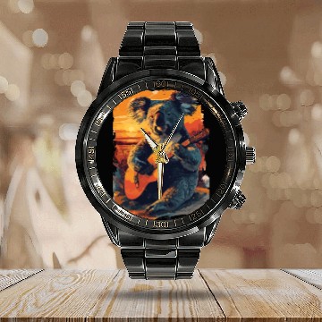 Discover Koala Playing Guitar Music Lover for a Musicians Calendar Steel Band Watch