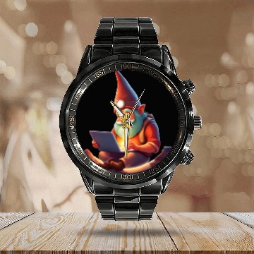 Discover A Father's Day Gnome as a tech-savvy dad Calendar Steel Band Watch