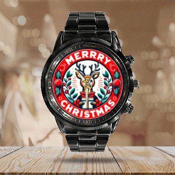 Discover Merry Christmas design Funny Gift for Xmas Lovers Calendar Steel Band Watch