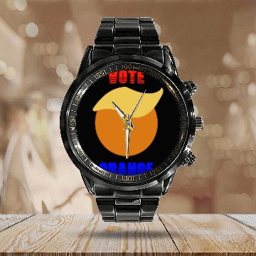 Discover Support Donald J. Trump. Vote Orange/Trump Hair Calendar Steel Band Watch
