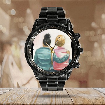Discover Watercolor Lesbian Couple Calendar Steel Band Watch