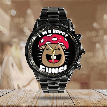 Discover Happy Fungi Cheerful Person Gift Calendar Steel Band Watch