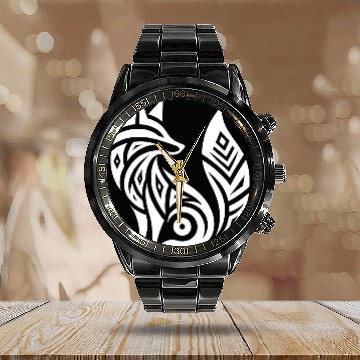 Discover Smart Fox In T Tattoo Style Calendar Steel Band Watch