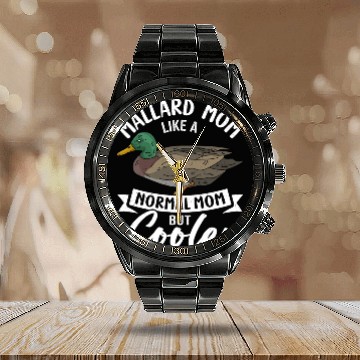 Discover Mallard Duck Calendar Steel Band Watch