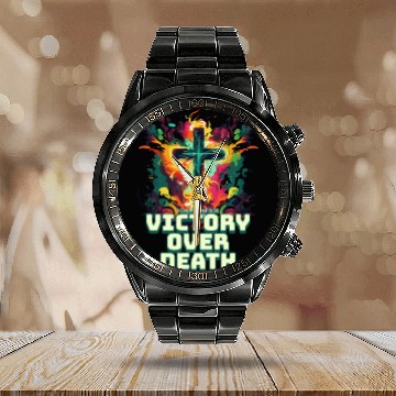 Discover VICTORY OVER DEATH Easter Design Calendar Steel Band Watch