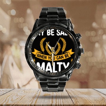 Discover Salty or Malty Craft Beer Humor Calendar Steel Band Watch