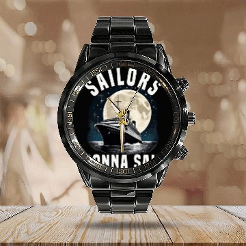 Discover Sailors Gonna Sail Cruise Ship Vacation Group Calendar Steel Band Watch