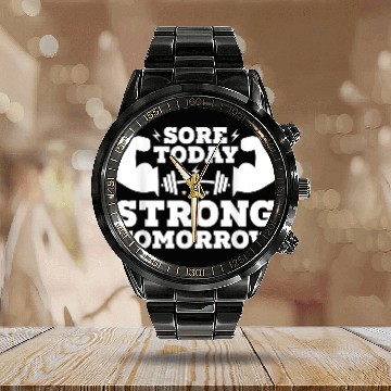 Discover Motivational Fitness Gym Exercise Calendar Steel Band Watch