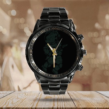 Discover an astronauts playing guitar Calendar Steel Band Watch