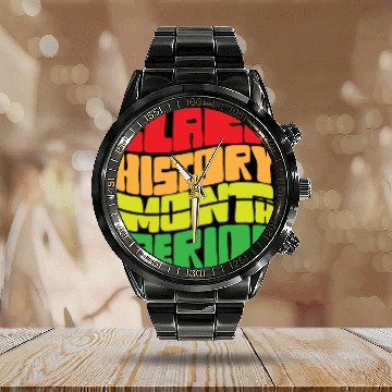 Discover Black History Month Period African American Pride Calendar Steel Band Watch