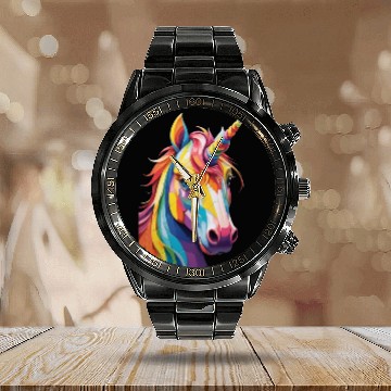 Discover Colorful Rainbow Unicorn Calendar Steel Band Watch