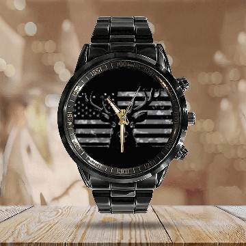 Discover Patriotic deer camouflage 4th of july Calendar Steel Band Watch