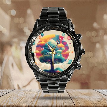 Discover Stay positive Calendar Steel Band Watch