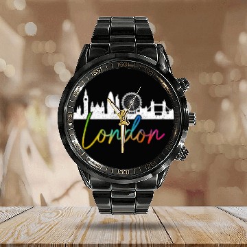 Discover London England UK Souvenir Gift Calendar Steel Band Watch