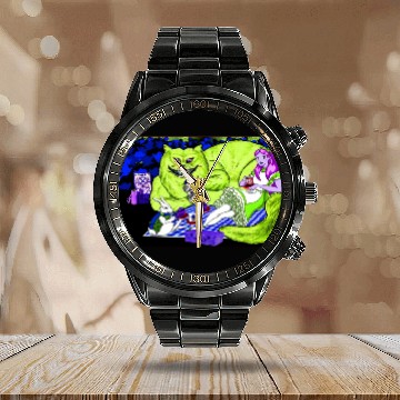 Discover Alice in Picnic land Black (Light Version) Calendar Steel Band Watch