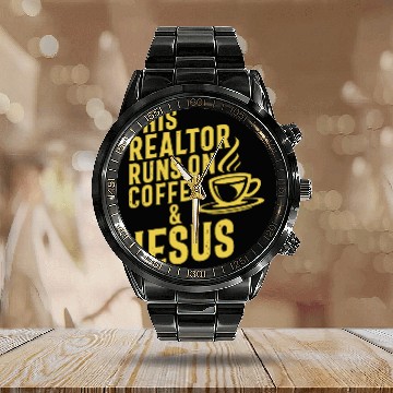 Discover This Realtor Runs On Coffee Jesus Real Estate Calendar Steel Band Watch