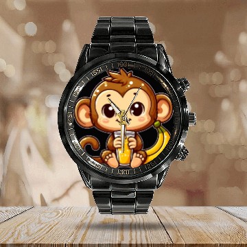 Discover Monkey Business: Banana Juice Break Calendar Steel Band Watch