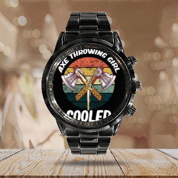 Discover Axe Throwing Girl Cooler Chainsaw Bushcraft Calendar Steel Band Watch