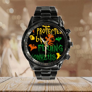 Discover Protected By Flying Monkey Calendar Steel Band Watch