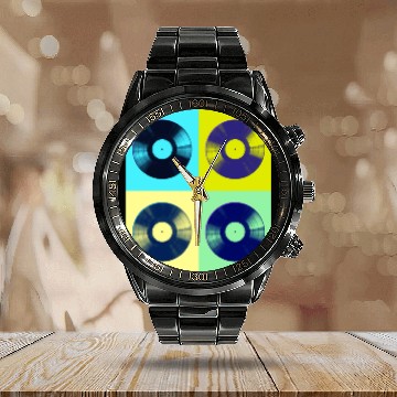 Discover Pop Art Style Vinyl Albums Poster Calendar Steel Band Watch