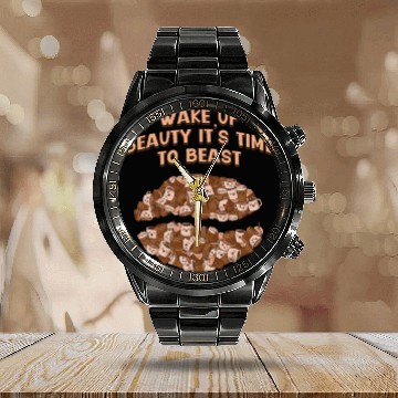 Discover Wake Up Beauty Its Time to Beast Workout Motivatio Calendar Steel Band Watch