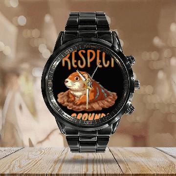 Discover respect the groundhog Calendar Steel Band Watch