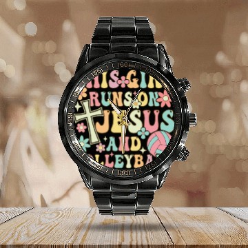Discover Volleyball Girl Calendar Steel Band Watch