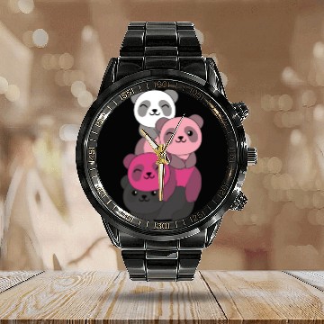 Discover Transfem Flag Pride Lgbtq Cute Panda Calendar Steel Band Watch