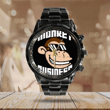 Discover Monkey Business Calendar Steel Band Watch