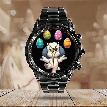 Discover Easter Egg Easter Dog Poodle Juggling Juggler Calendar Steel Band Watch