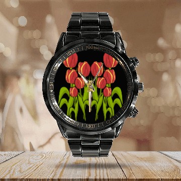 Discover Tulip Flower Flowers Garden Tulips Calendar Steel Band Watch