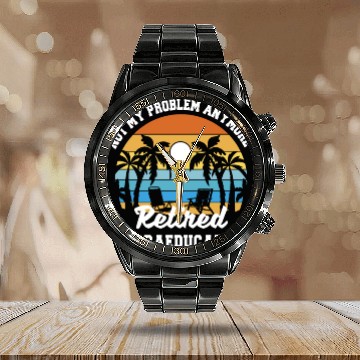 Discover Retirement gift idea Retired Teacher Paraeducator Calendar Steel Band Watch