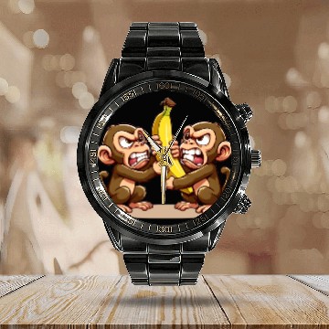 Discover Monkey Banana Brawl Calendar Steel Band Watch
