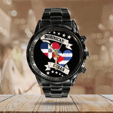 Discover Dominican Cuban Heart Flags Dominican Republic Cub Calendar Steel Band Watch