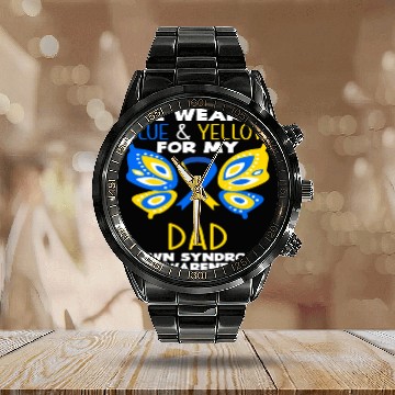 Discover I Wear Blue Yellow Dad Down Syndrome Awareness Calendar Steel Band Watch