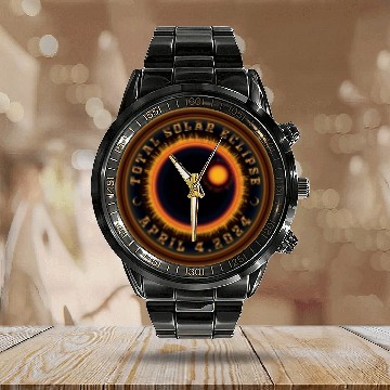 Discover Total Solar Eclipse 2024 - Science Calendar Steel Band Watch