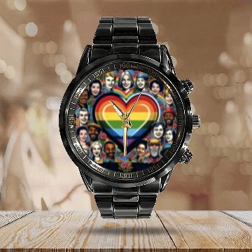 Discover Love Wins LGBT Pride Month Celebration Design Calendar Steel Band Watch
