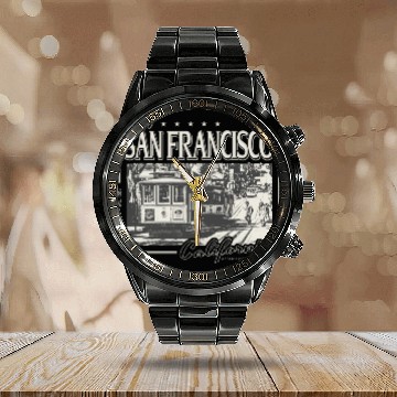 Discover SAN FRANCISCO CALIFORNIA POWELL STREET Calendar Steel Band Watch