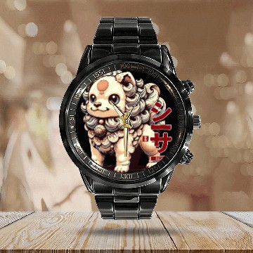Discover Chibi Shisa - Japanese Sacred Creature Calendar Steel Band Watch