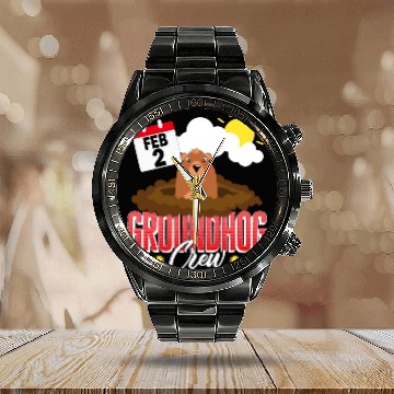 Discover Groundhog Calendar Steel Band Watch, Groundhog Crew Predicting Spring