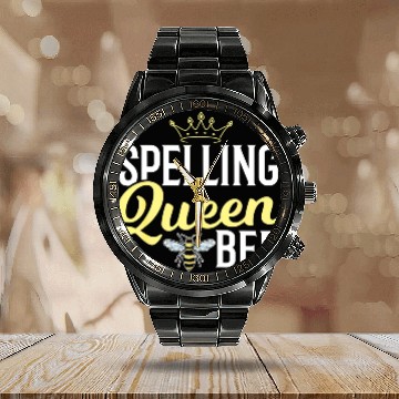 Discover Spelling Bee Queen Calendar Steel Band Watch