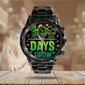 Discover School Calendar Steel Band Watch, 100 Days Of Growth Growing Plants
