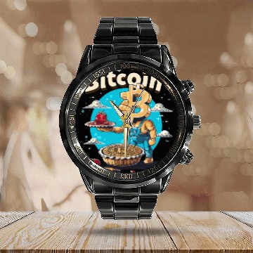 Discover Pi day 3.14 Crypto Bitcoin Fitness Man Love Apple Calendar Steel Band Watch